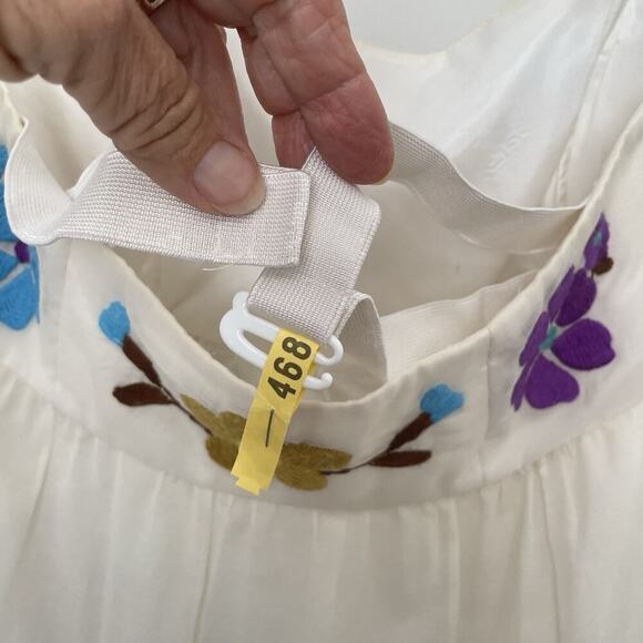 Tibi New York Strapless Mini Dress Women's Size 8 Ivory Silk Cotton Embroidered - Picture 14 of 14